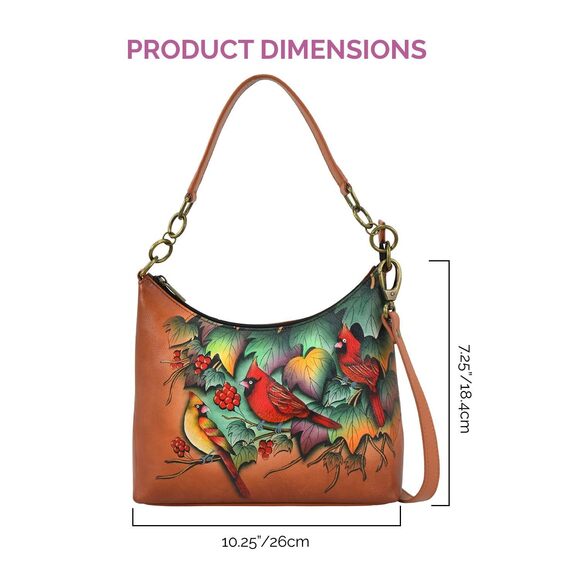 5263 ’s Original Leather Hand-Painted Hobo Shoulder Bag - Country Cardinal